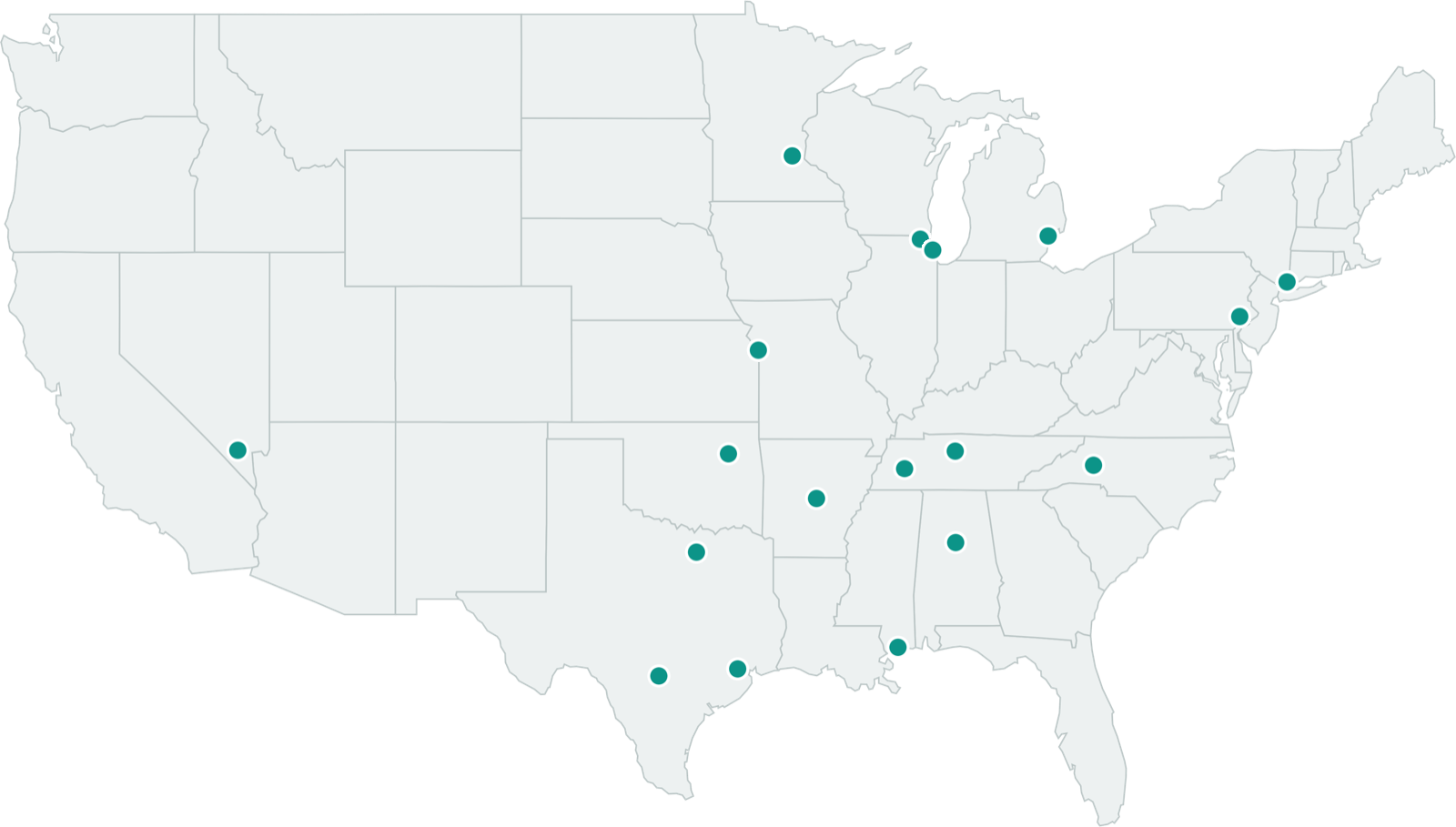 Map of Third Opinion's partner sites across the US